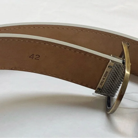 Salvatore Ferragamo Genuine Calf Leather Bianco White Belt Size 38 42 - Picture 7 of 10